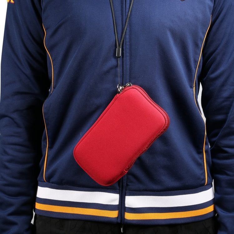 Universal Elasticity Zipper Protective Case Storage Bag with Lanyard For 6.7-6.9 inch Smart Phones(Purplish Red)