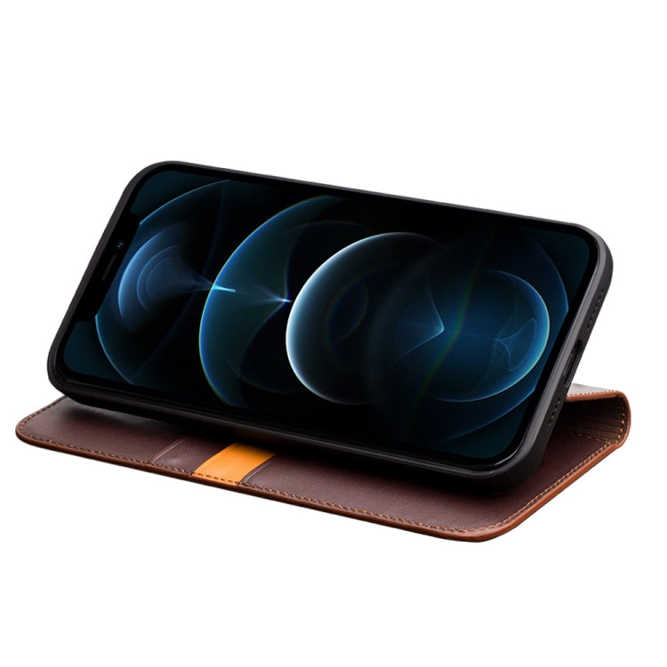 For iPhone 12 Pro Max QIALINO Business Horizontal Flip Leather Case with Holder & Card Slots & Wallet(Brown)