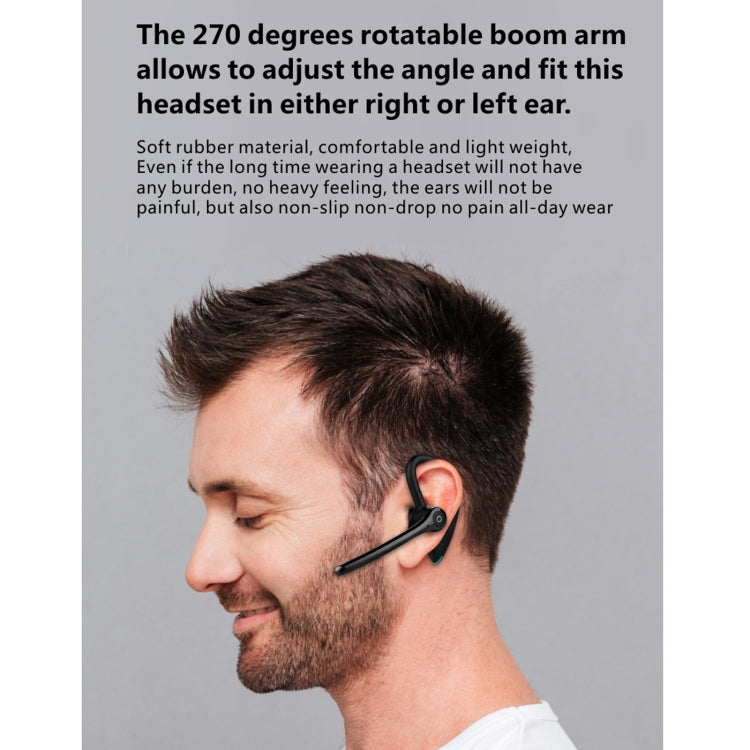 F910 Bluetooth 5.0 Hanging Ear Style Dual Mic Noise Cancelling Bluetooth Earphone(Black)