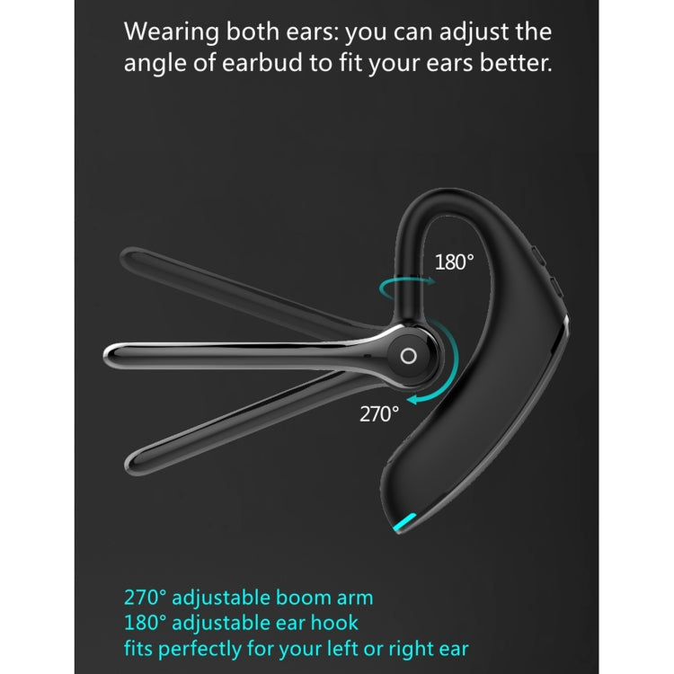 F910 Bluetooth 5.0 Hanging Ear Style Dual Mic Noise Cancelling Bluetooth Earphone(Black)