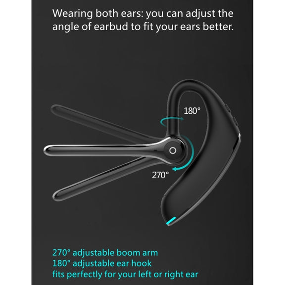 F910 Bluetooth 5.0 Hanging Ear Style Dual Mic Noise Cancelling Bluetooth Earphone(Black)