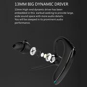F910 Bluetooth 5.0 Hanging Ear Style Dual Mic Noise Cancelling Bluetooth Earphone(Black)