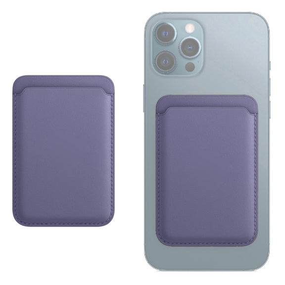 Leather Wallet Pouch Card Holder Magsafing Case for iPhone 13 Series / 12 Series (Purple)