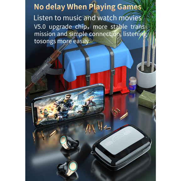 M18 Bluetooth 5.1 LED Display Screen Water-resistant Wireless Bluetooth Earphone with Charging Box