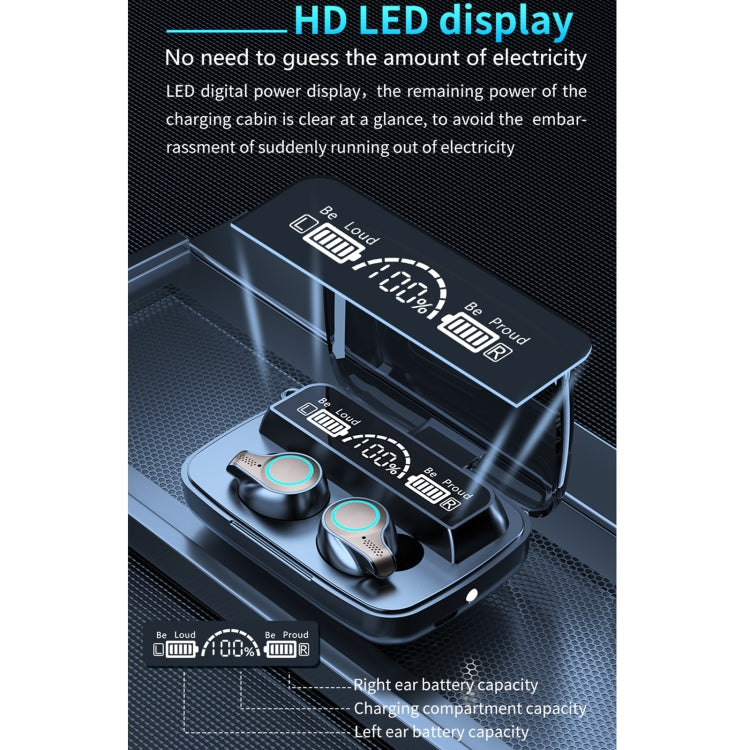 M18 Bluetooth 5.1 LED Display Screen Water-resistant Wireless Bluetooth Earphone with Charging Box