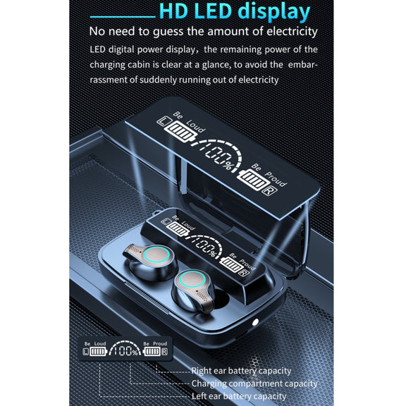 M18 Bluetooth 5.1 LED Display Screen Water-resistant Wireless Bluetooth Earphone with Charging Box