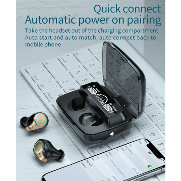 M18 Bluetooth 5.1 LED Display Screen Water-resistant Wireless Bluetooth Earphone with Charging Box