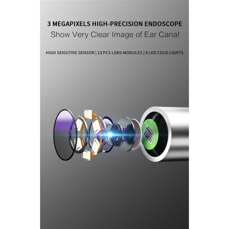 Bebird C3 Pro 2.4G 3.5mm Wireless Wifi High-definition Visual Ear Spoon 3 Million Pixels Out Ear Visual Ear Spoon(Black)