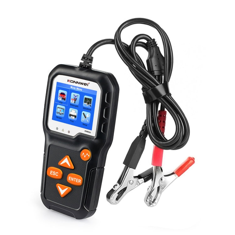 KONNWEI KW650 6V- 12V Car Motorcycle Battery Lawn Mower Detector with 2.4 inch Color Display & Waveform Graph