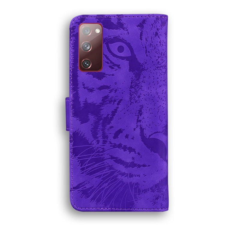 For Samsung Galaxy S20 FE / S20 FE 5G / S20 Lite Tiger Embossing Pattern Horizontal Flip Leather Case with Holder & Card Slots & Wallet(Purple)