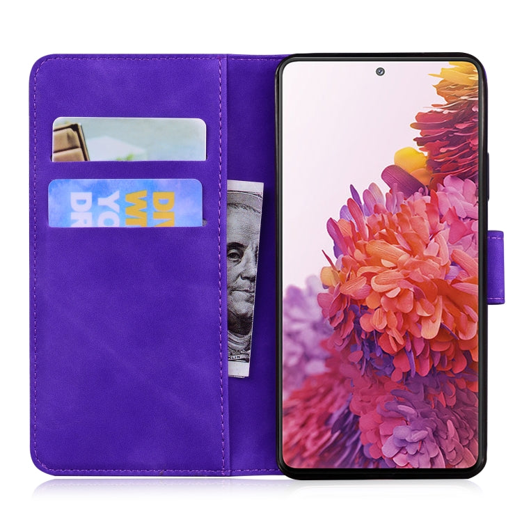 For Samsung Galaxy S20 FE / S20 FE 5G / S20 Lite Tiger Embossing Pattern Horizontal Flip Leather Case with Holder & Card Slots & Wallet(Purple)