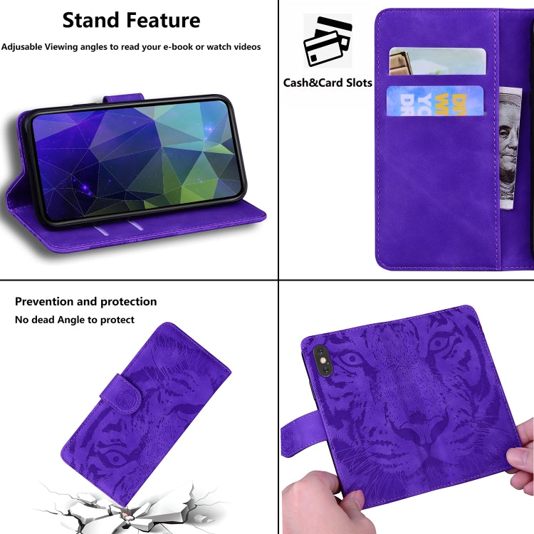 For Samsung Galaxy S20 FE / S20 FE 5G / S20 Lite Tiger Embossing Pattern Horizontal Flip Leather Case with Holder & Card Slots & Wallet(Purple)