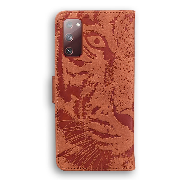 For Samsung Galaxy S20 FE / S20 FE 5G / S20 Lite Tiger Embossing Pattern Horizontal Flip Leather Case with Holder & Card Slots & Wallet(Brown)