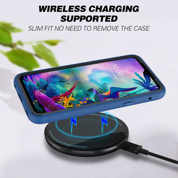 For LG V50S ThinQ 5G / G8X ThinQ Starry Sky Solid Color Series Shockproof PC + TPU Protective Case(Light Blue)