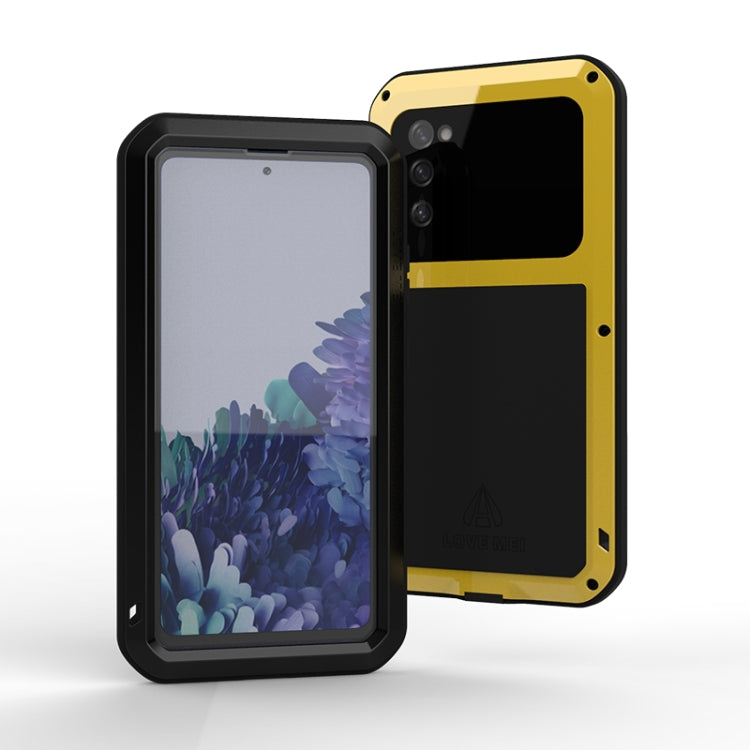 For Samsung Galaxy S20 FE LOVE MEI Metal Shockproof Water-resistant Dustproof Protective Case with Glass(Black)