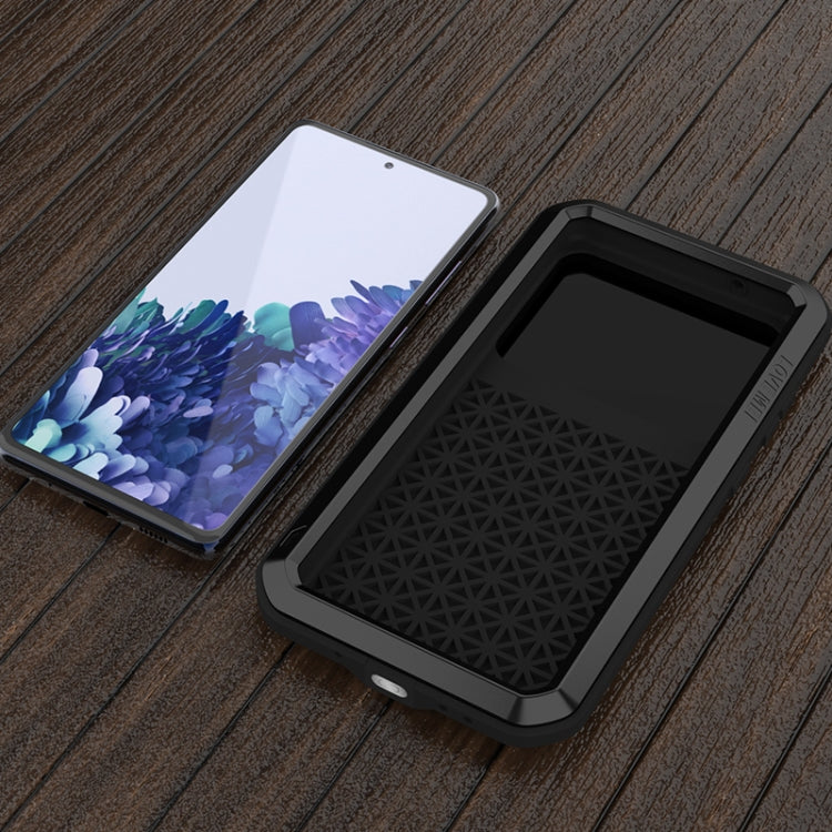 For Samsung Galaxy S20 FE LOVE MEI Metal Shockproof Water-resistant Dustproof Protective Case with Glass(Black)