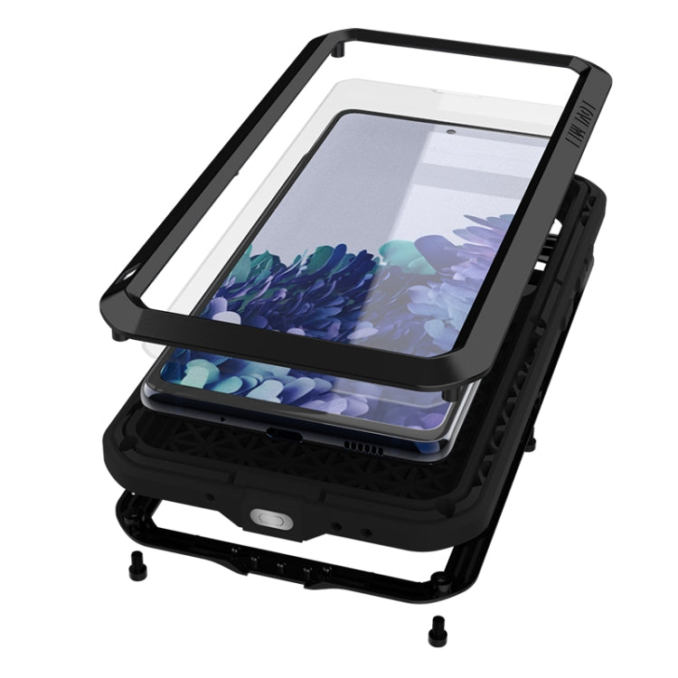 For Samsung Galaxy S20 FE LOVE MEI Metal Shockproof Water-resistant Dustproof Protective Case with Glass(Black)