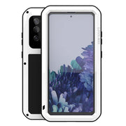 For Samsung Galaxy S20 FE LOVE MEI Metal Shockproof Water-resistant Dustproof Protective Case with Glass(White)