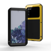 For Samsung Galaxy S20 FE LOVE MEI Metal Shockproof Water-resistant Dustproof Protective Case with Glass(Army Green)