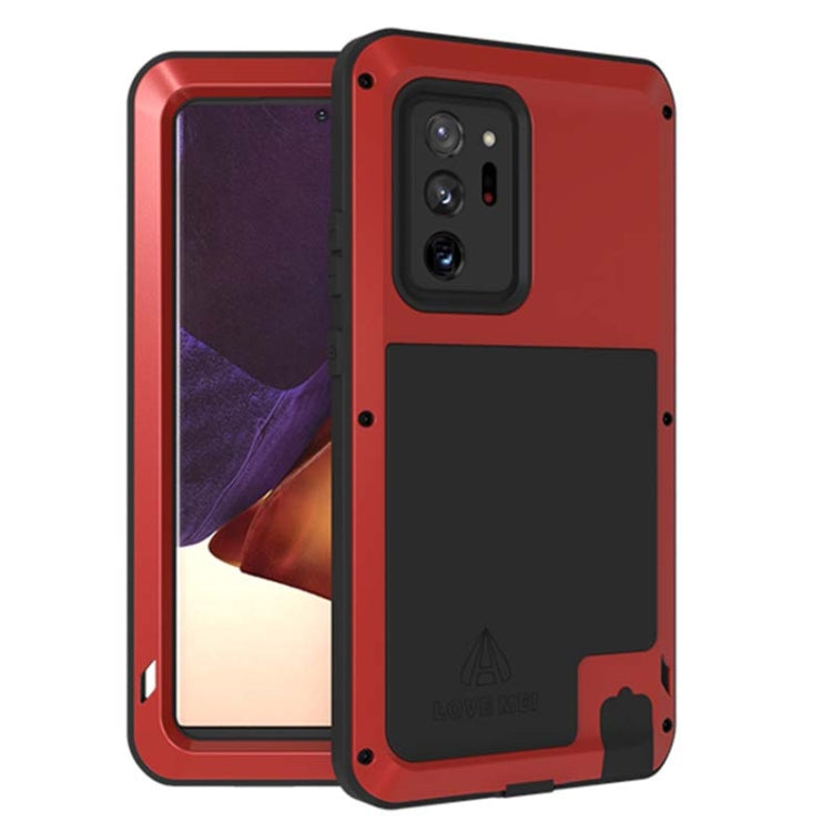 For Samsung Galaxy Note 20 Ultra LOVE MEI Metal Shockproof Water-resistant Dustproof Protective Case without Glass(Red)