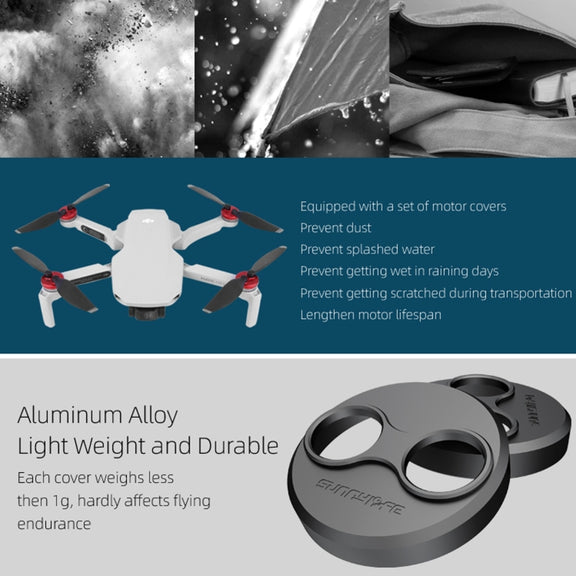 Sunnylife Dust-proof Water-resistant Aluminum Alloy Motor Cover for DJI Mini 3 Pro/Mavic Mini/Mini SE(Black)