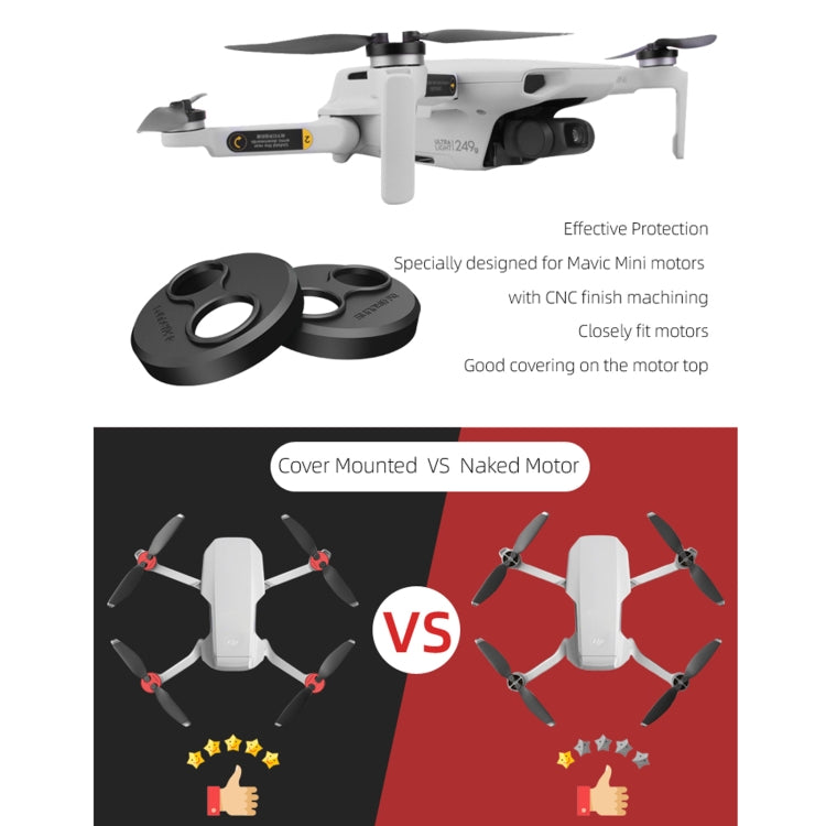 Sunnylife Dust-proof Water-resistant Aluminum Alloy Motor Cover for DJI Mini 3 Pro/Mavic Mini/Mini SE(Black)