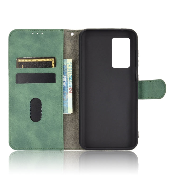 For Oukitel C21 / C21 Pro Solid Color Skin Feel Magnetic Buckle Horizontal Flip Calf Texture PU Leather Case with Holder & Card Slots & Wallet(Green)
