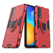 For Huawei P Smart (2021) PC + TPU Shockproof Protective Case with Magnetic Ring Holder(Red)
