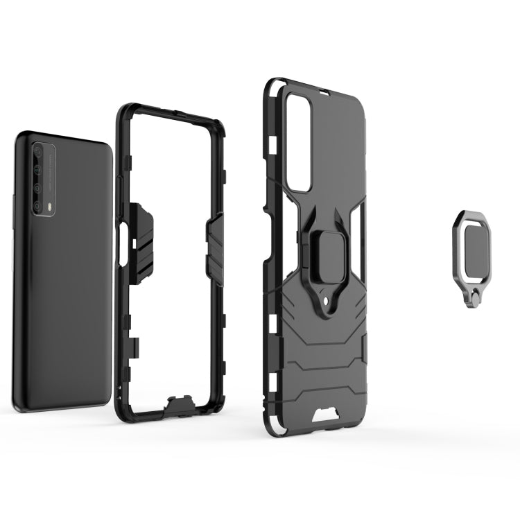 For Huawei P Smart (2021) PC + TPU Shockproof Protective Case with Magnetic Ring Holder(Red)