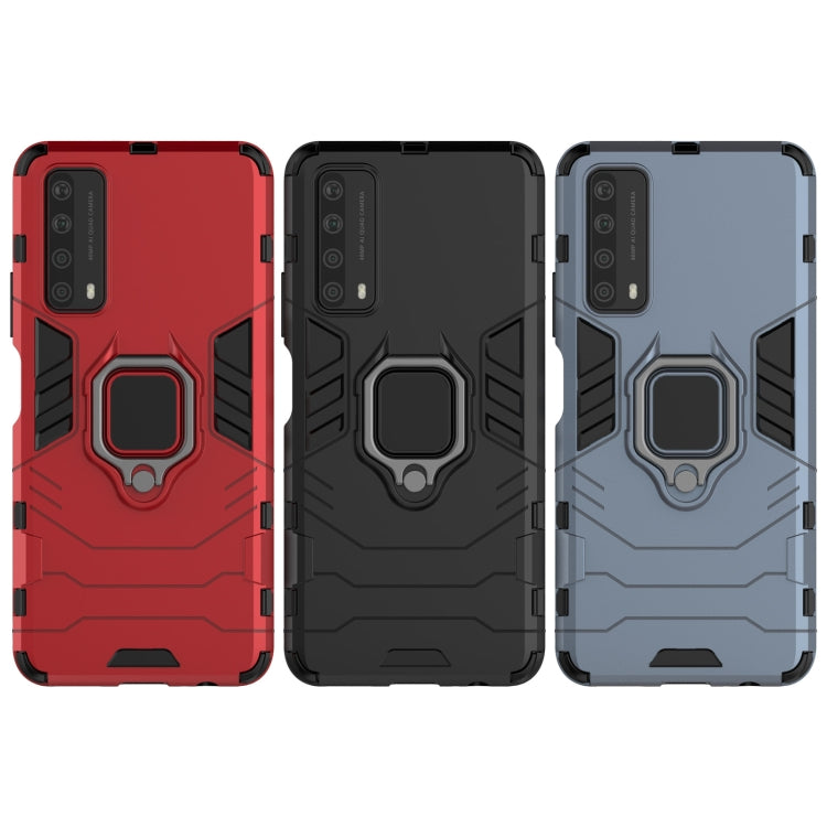 For Huawei P Smart (2021) PC + TPU Shockproof Protective Case with Magnetic Ring Holder(Red)
