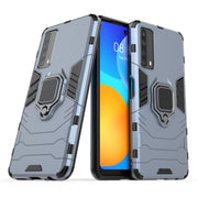 For Huawei P Smart (2021) PC + TPU Shockproof Protective Case with Magnetic Ring Holder(Blue)