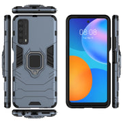 For Huawei P Smart (2021) PC + TPU Shockproof Protective Case with Magnetic Ring Holder(Blue)