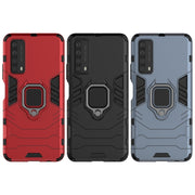 For Huawei P Smart (2021) PC + TPU Shockproof Protective Case with Magnetic Ring Holder(Blue)