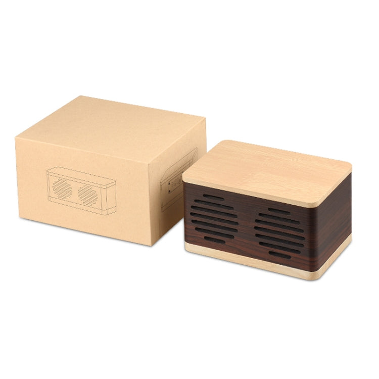 D70 QI Standard Subwoofer Wooden Bluetooth 4.2 Speaker, Support TF Card & 3.5mm AUX Brown