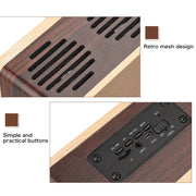 D70 QI Standard Subwoofer Wooden Bluetooth 4.2 Speaker, Support TF Card & 3.5mm AUX Brown
