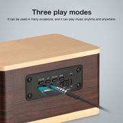 D70 QI Standard Subwoofer Wooden Bluetooth 4.2 Speaker, Support TF Card & 3.5mm AUX Brown