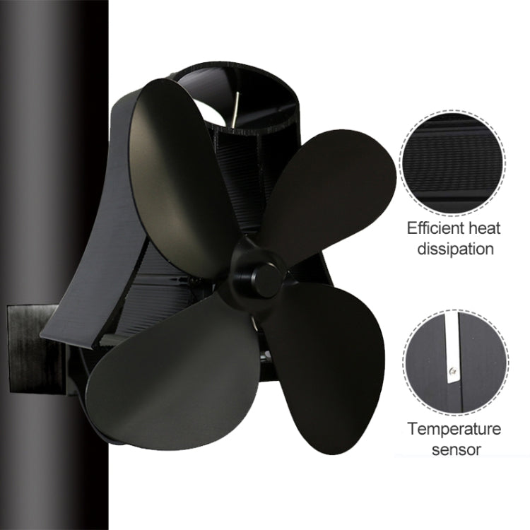 YL-105 4-Blade Aluminum Heat Powered Fireplace Stove Fan(Gold)