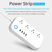 YPS11 Four Holes + 4 x USB Multi-purpose WiFi Smart Power Strip, US Plug