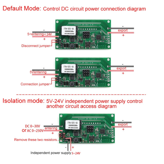 Sonoff SV 10A Single Channel WiFi Wireless Remote Timing Smart Switch Relay Module Works with Alexa and Google Home, Support iOS and Android, DC 5V-24V