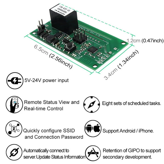 Sonoff SV 10A Single Channel WiFi Wireless Remote Timing Smart Switch Relay Module Works with Alexa and Google Home, Support iOS and Android, DC 5V-24V