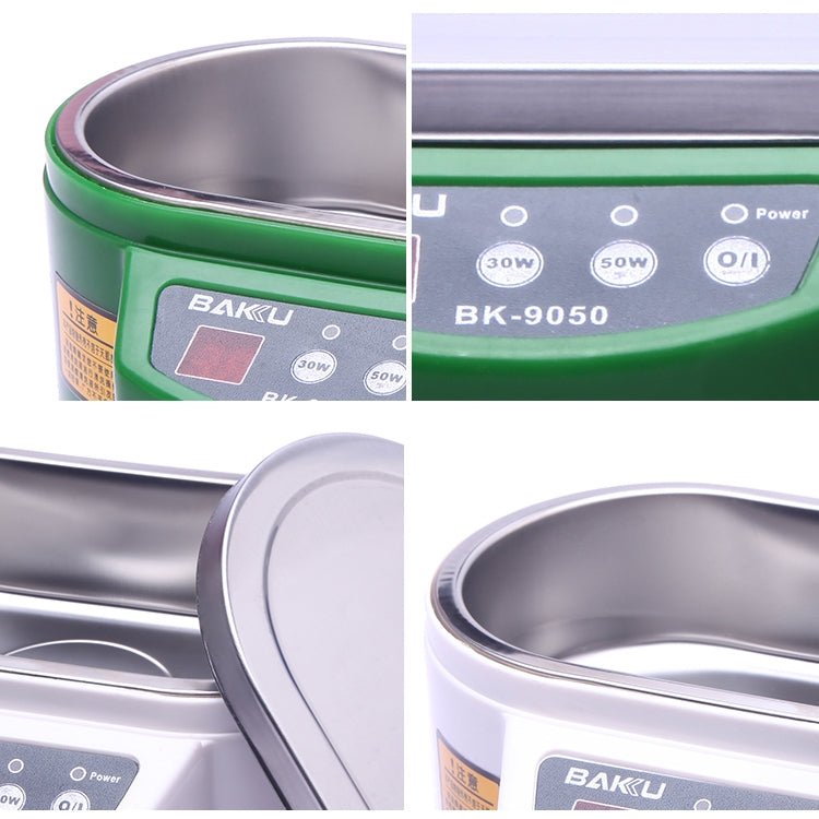 BAKU BK-9050 30W / 50W Adjustable 0.6L LCD Display Ultrasonic Cleaner, AC 220V(White)