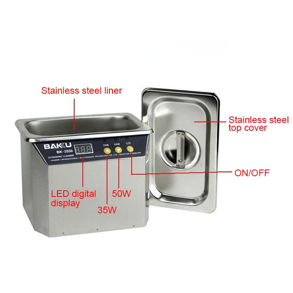 BAKU BK-3550 35W / 50W Adjustable 0.8L LCD Display Ultrasonic Cleaner, AC 110V, US Plug