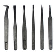 JF-S6in1 6 in 1 Anti-static Carbon Fiber Straight and Curved Tip Tweezers(Black) - Tweezers by JIAFA | Online Shopping South Africa | PMC TechLife | Buy Now Pay Later Mobicred