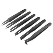 JF-S6in1 6 in 1 Anti-static Carbon Fiber Straight and Curved Tip Tweezers(Black)