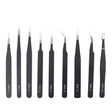 JIAFA JF-8118 9 in 1 Anti-static Precision Tweezers Set with Bag(Black) - Tweezers by JIAFA | Online Shopping South Africa | PMC TechLife | Buy Now Pay Later Mobicred