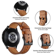 For Garmin Forerunner 265 / 255 / Vivoactive 4 / Venu 2 22mm Stitching Black Buckle Genuine Leather Watch Band (Brown)