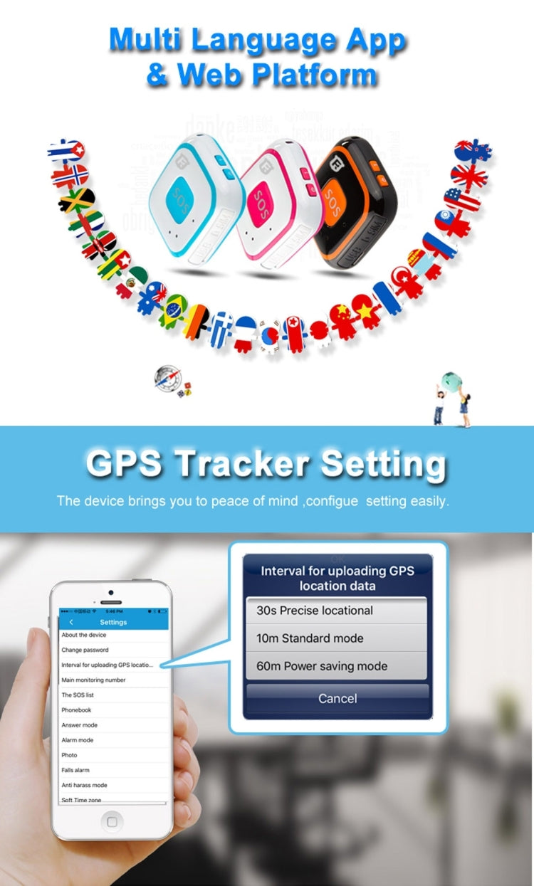 REACHFAR V28 Necklace Style GSM Mini LBS WiFi AGPS Tracker SOS Communicator(Blue)