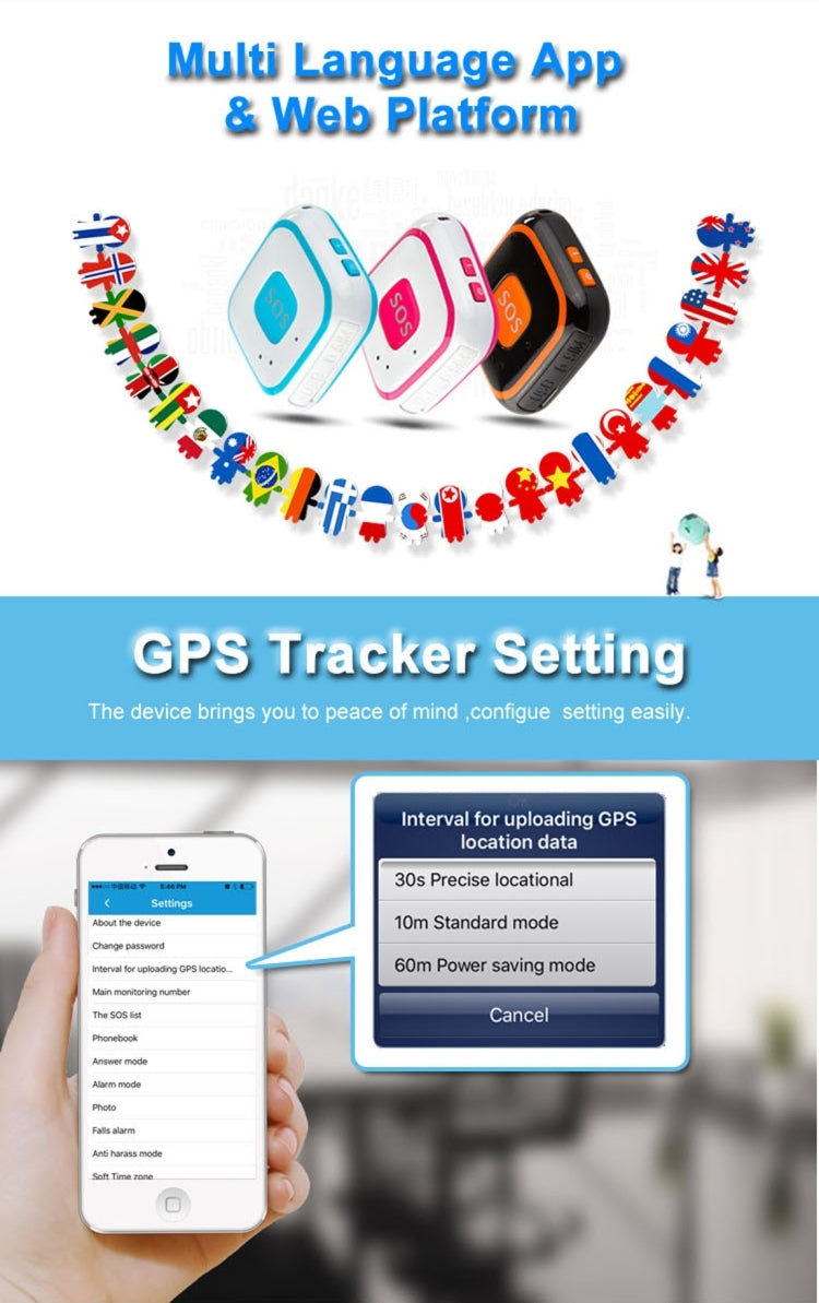 V28 Necklace Style GSM Mini LBS WiFi AGPS Tracker SOS Communicator(Black)