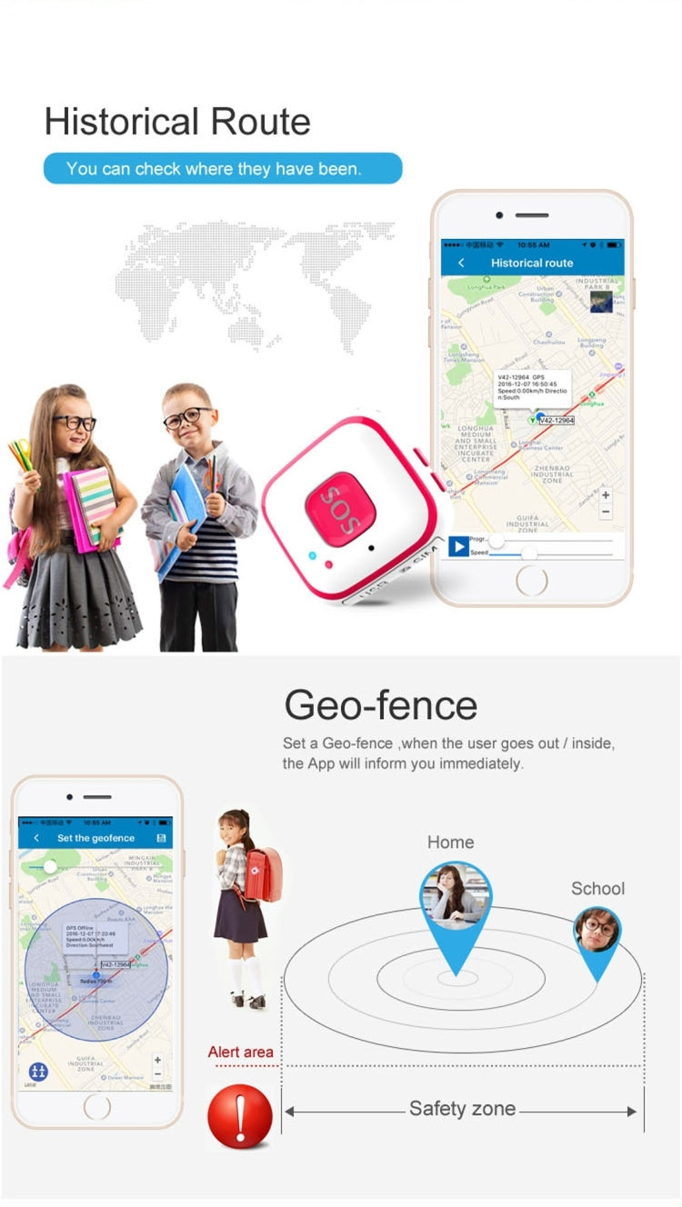 V28 Necklace Style GSM Mini LBS WiFi AGPS Tracker SOS Communicator(Black)