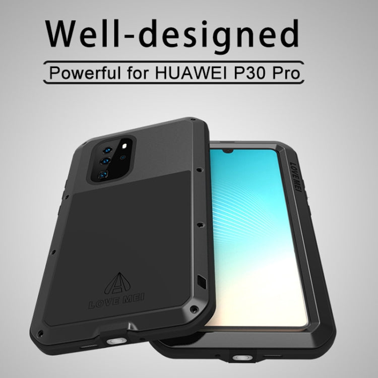 LOVE MEI Powerful Dustproof Shockproof Splashproof Metal + Silicone Combination Case for Huawei P30 Pro (Silver)